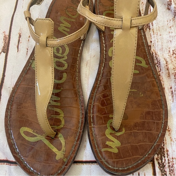 Sam Edelman Gigi T-strap Nude Sandal Size 8.5 Summer Vacay Shoes - Picture 3 of 12